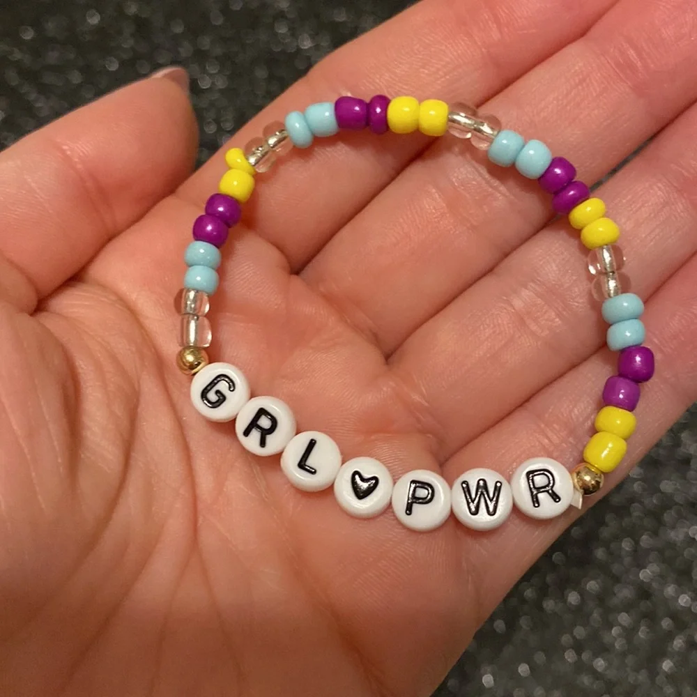 Kids multi colored friendship bead stretch bracelet